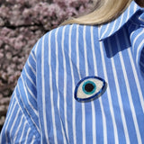 Hand-painted Evil Eye Brooch Pin
