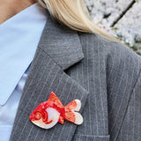Hand-painted Goldfish Brooch Pin