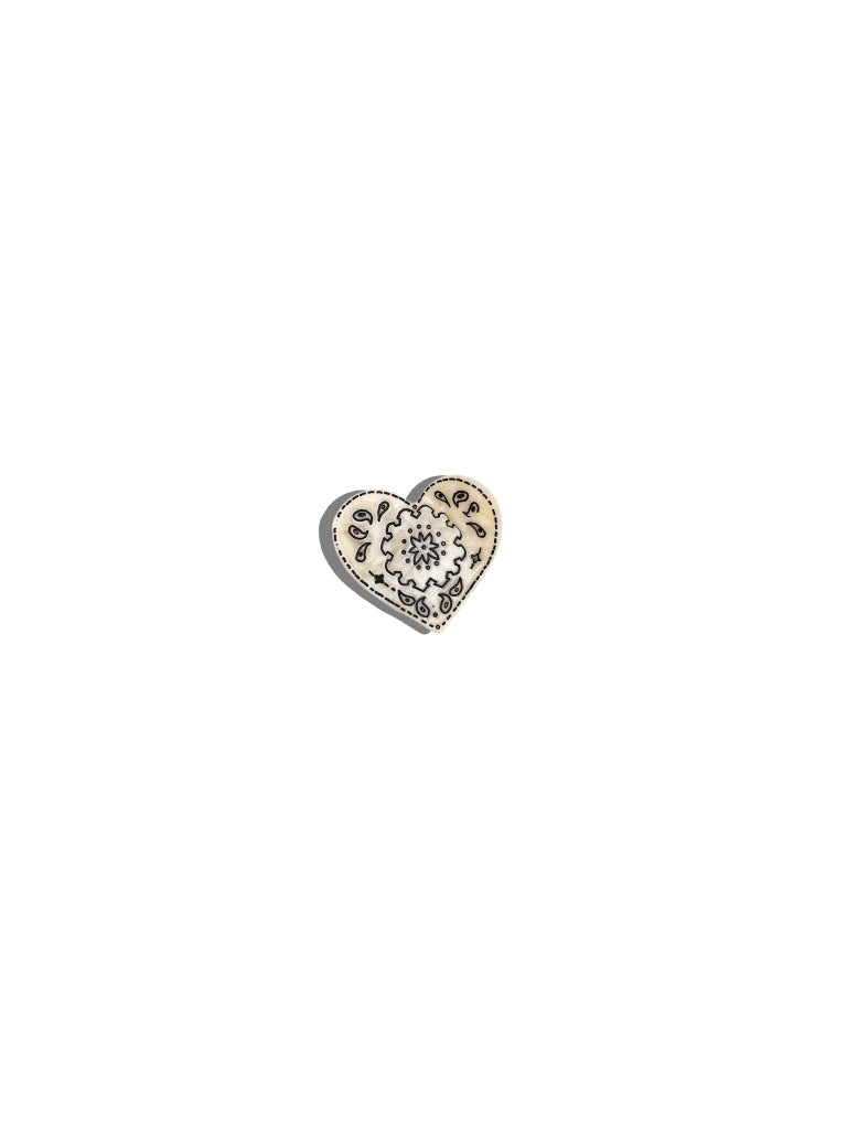Hand-painted Paisley Heart Brooch Pin