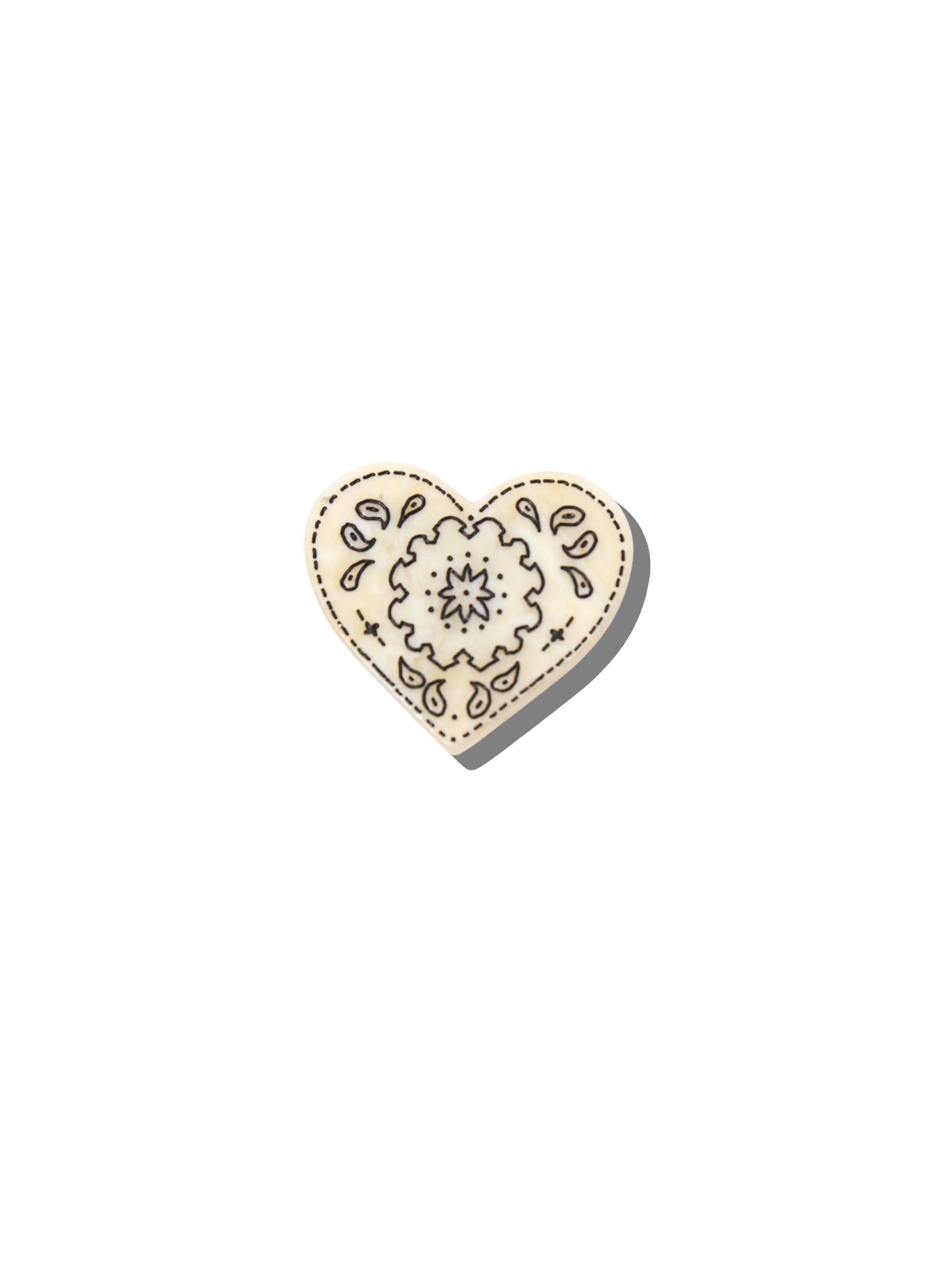 Hand-painted Paisley Heart Brooch Pin