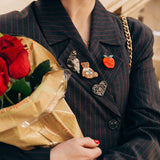 Hand-painted Paisley Heart Brooch Pin