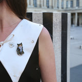 Hand-painted Tuxedo Cat Brooch Pin