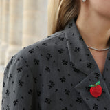 Hand-painted Apple Brooch Pin