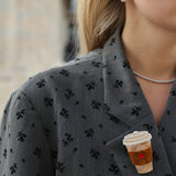 Hand-painted Coffee Brooch Pin