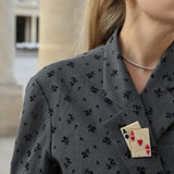 Hand-painted Ace of Hearts Brooch Pin