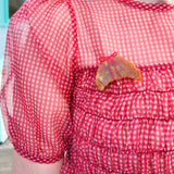 Hand-painted Bow Croissant Brooch Pin