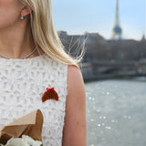 Hand-painted Bow Croissant Brooch Pin