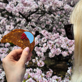 Hand-painted Bow Croissant Compact Mirror | Eco-Friendly