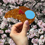 Hand-painted Bow Croissant Compact Mirror | Eco-Friendly