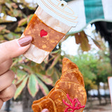 Hand-painted Bow Croissant Compact Mirror | Eco-Friendly