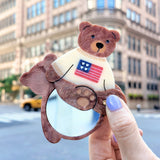 Hand-painted Americana Teddy Compact Mirror | Eco-Friendly