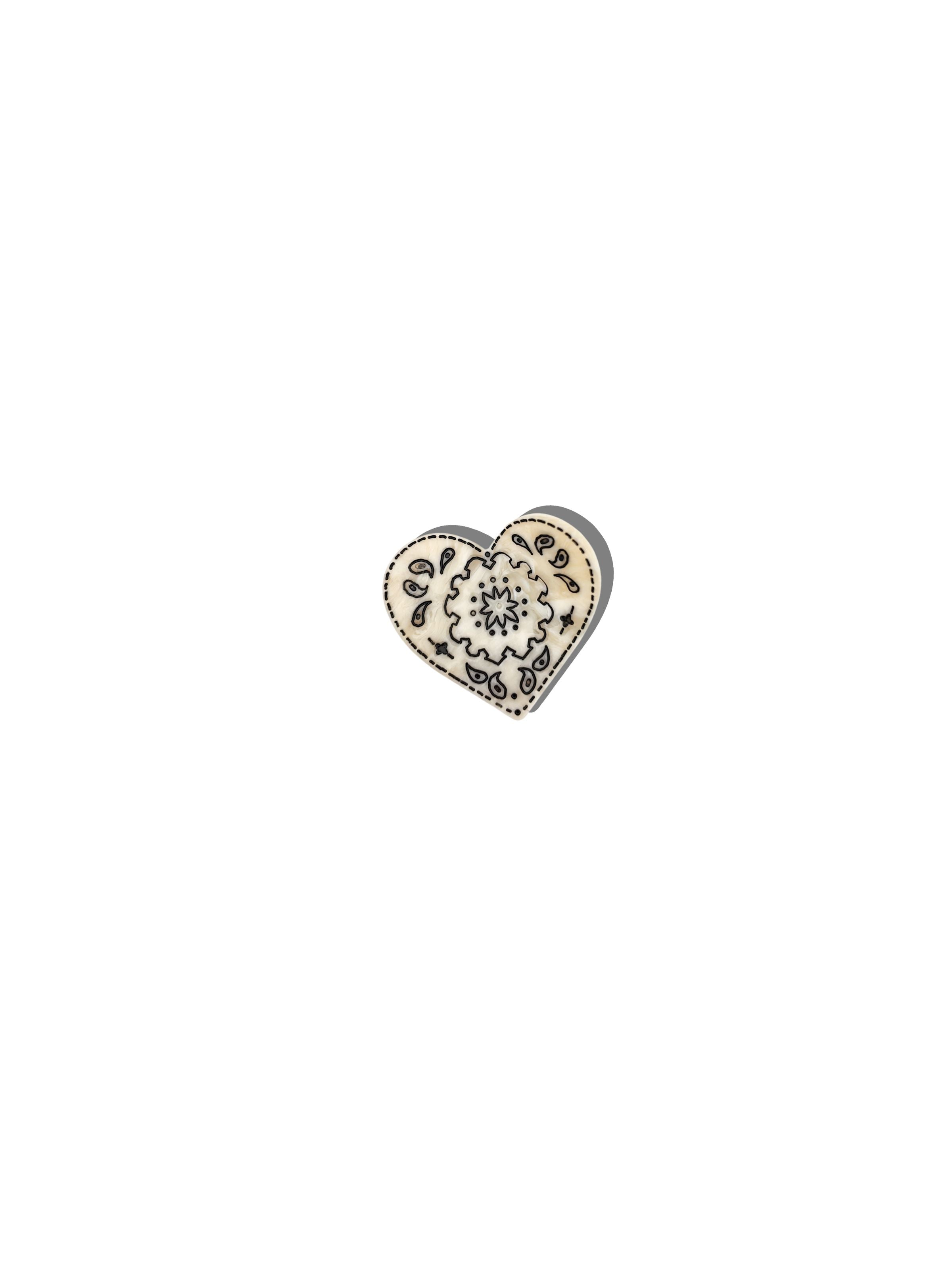 Hand-Painted Mini Paisley Heart Claw Hair Clip | Eco-Friendly