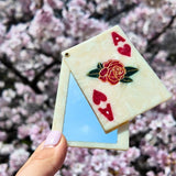Hand-painted Ace of Hearts Compact Mirror | Eco-Friendly