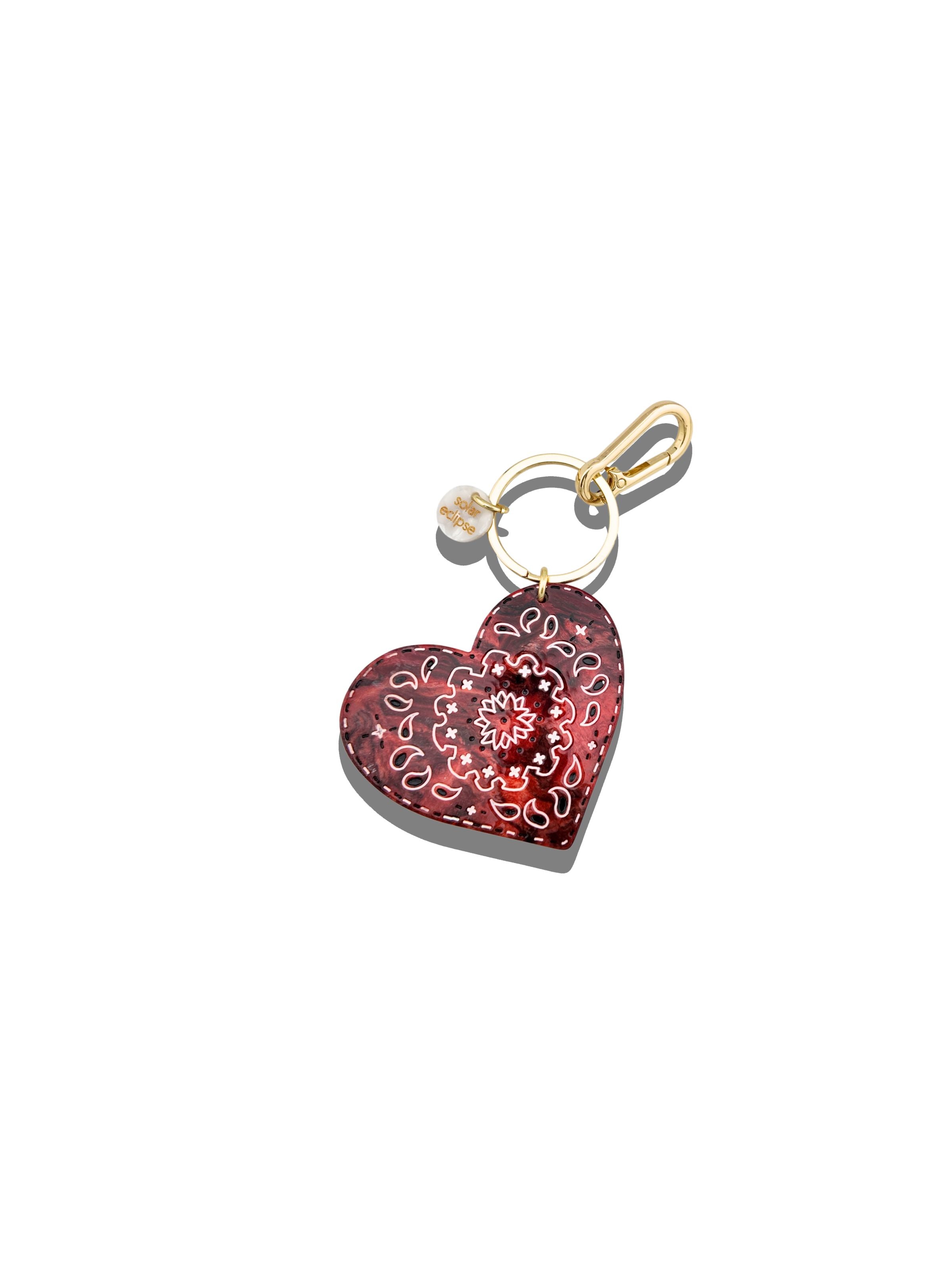 Hand-painted Paisley Heart Bag Charm + Keychain | Eco-Friendly
