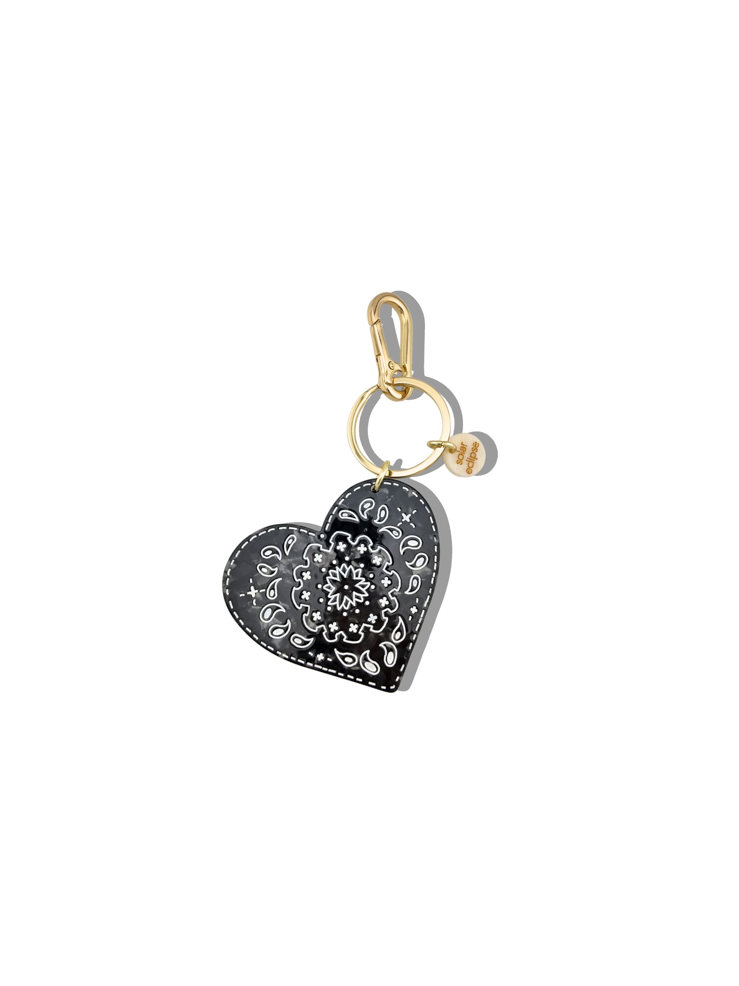 Hand-painted Paisley Heart Bag Charm + Keychain | Eco-Friendly
