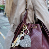 Hand-painted Paisley Heart Bag Charm + Keychain | Eco-Friendly