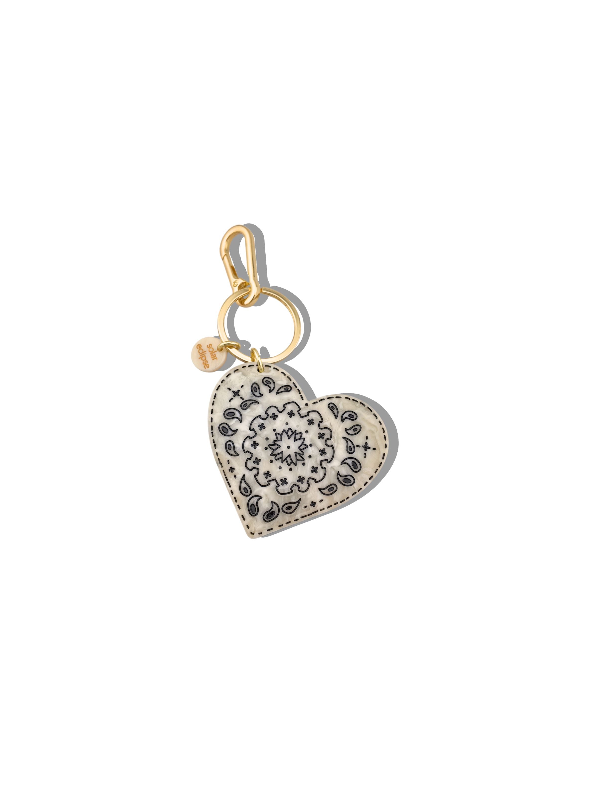 Hand-painted Paisley Heart Bag Charm + Keychain | Eco-Friendly