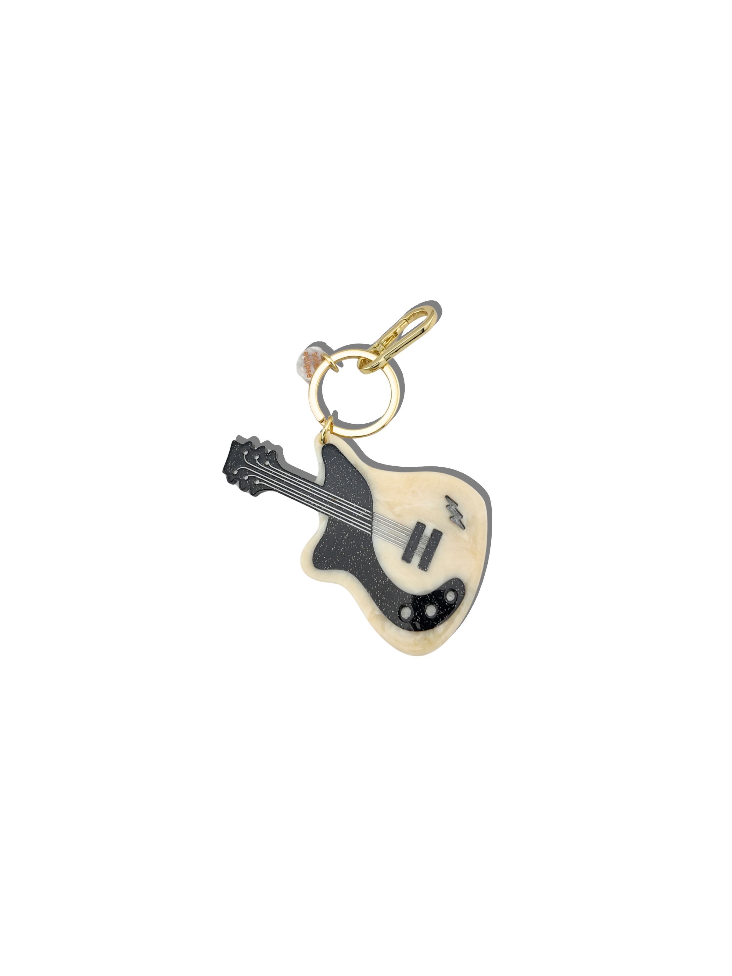 Hand-painted Electric Guitar Bag Charm + Keychain | Eco-Friendly