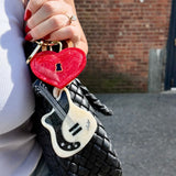Hand-painted Electric Guitar Bag Charm + Keychain | Eco-Friendly