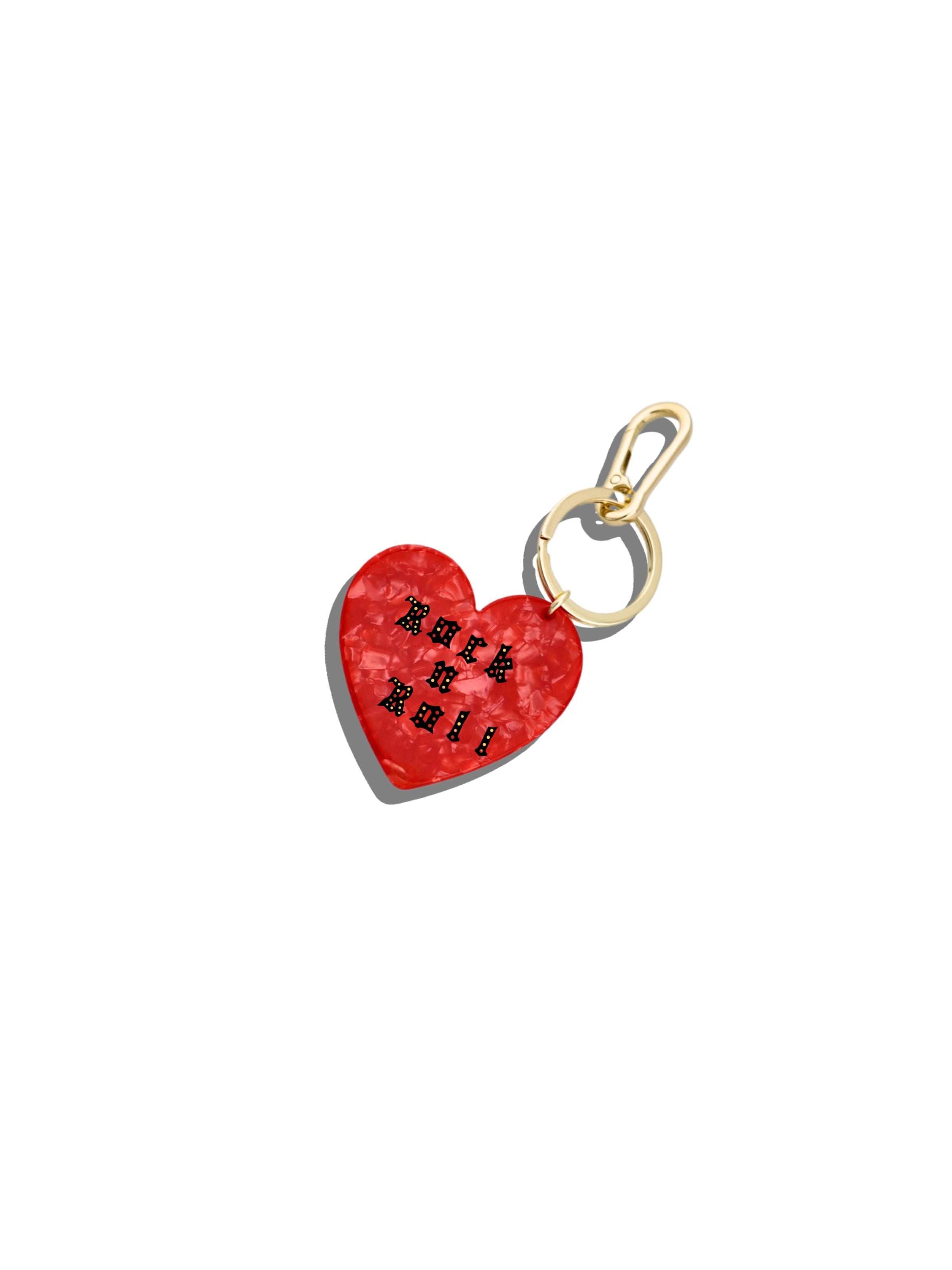 Hand-painted Rock n Roll Heart Bag Charm + Keychain | Eco-Friendly