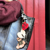 Hand-painted Rock n Roll Heart Bag Charm + Keychain | Eco-Friendly