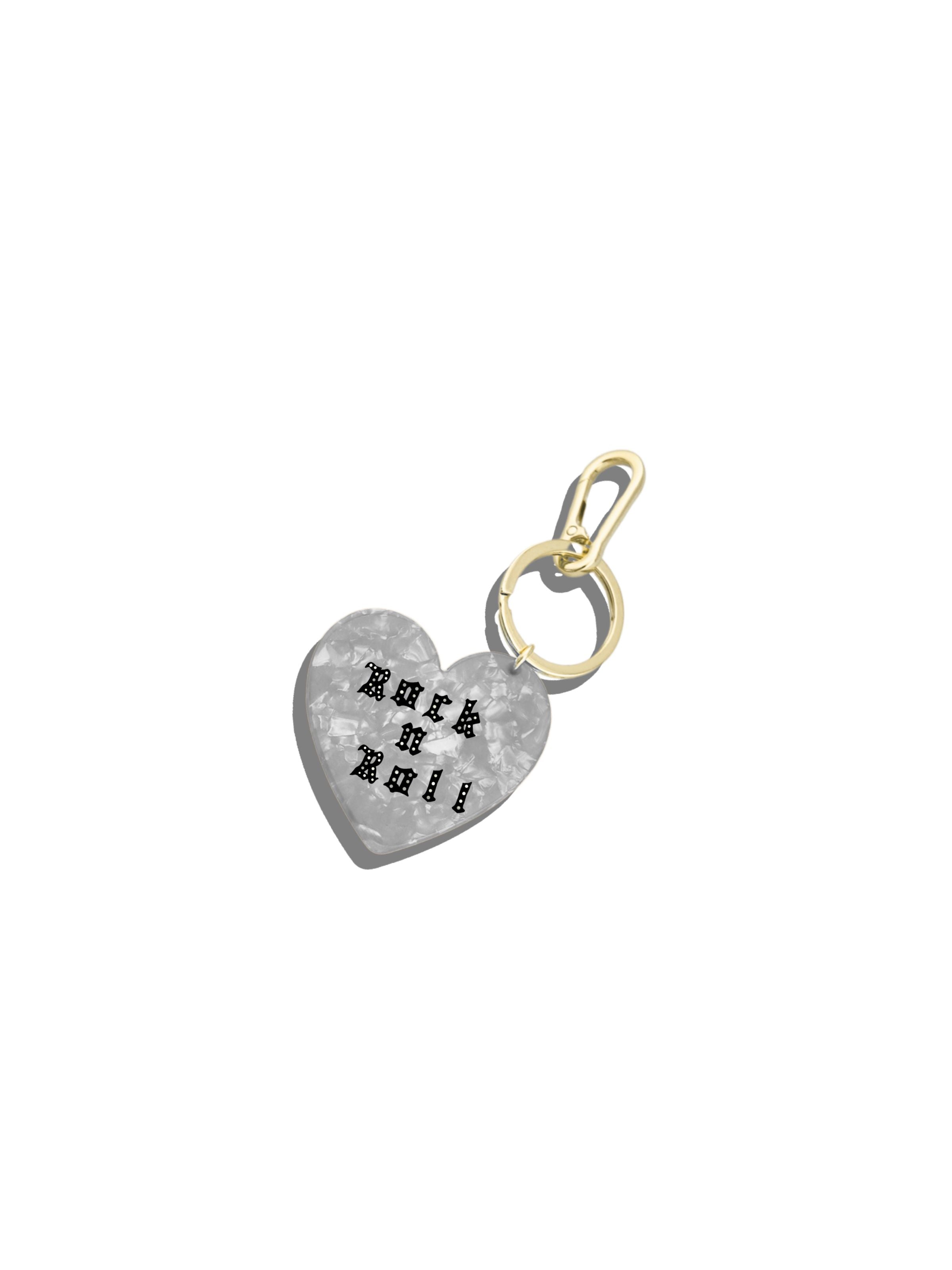 Hand-painted Rock n Roll Heart Bag Charm + Keychain | Eco-Friendly