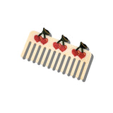 Hand-Painted Cherry Hearts Detangling Wide Tooth Hair Comb | Eco-Friendly