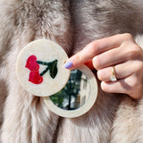 Hand-painted Cherry Hearts Compact Mirror | Eco-Friendly