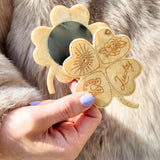 Hand-painted Lucky Clover Compact Mirror | Eco-Friendly