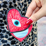 Hand-painted Lucky Eye Heart Compact Mirror | Eco-Friendly