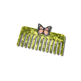 Hand-Painted Pink Butterfly Detangling Wide Tooth Hair Comb | Eco-Friendly