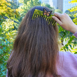 Hand-Painted Pink Butterfly Detangling Wide Tooth Hair Comb | Eco-Friendly