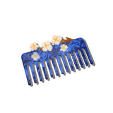 Hand-Painted Vintage Flowers Detangling Wide Tooth Hair Comb | Eco-Friendly