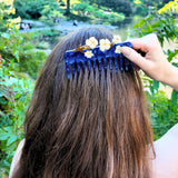 Hand-Painted Vintage Flowers Detangling Wide Tooth Hair Comb | Eco-Friendly