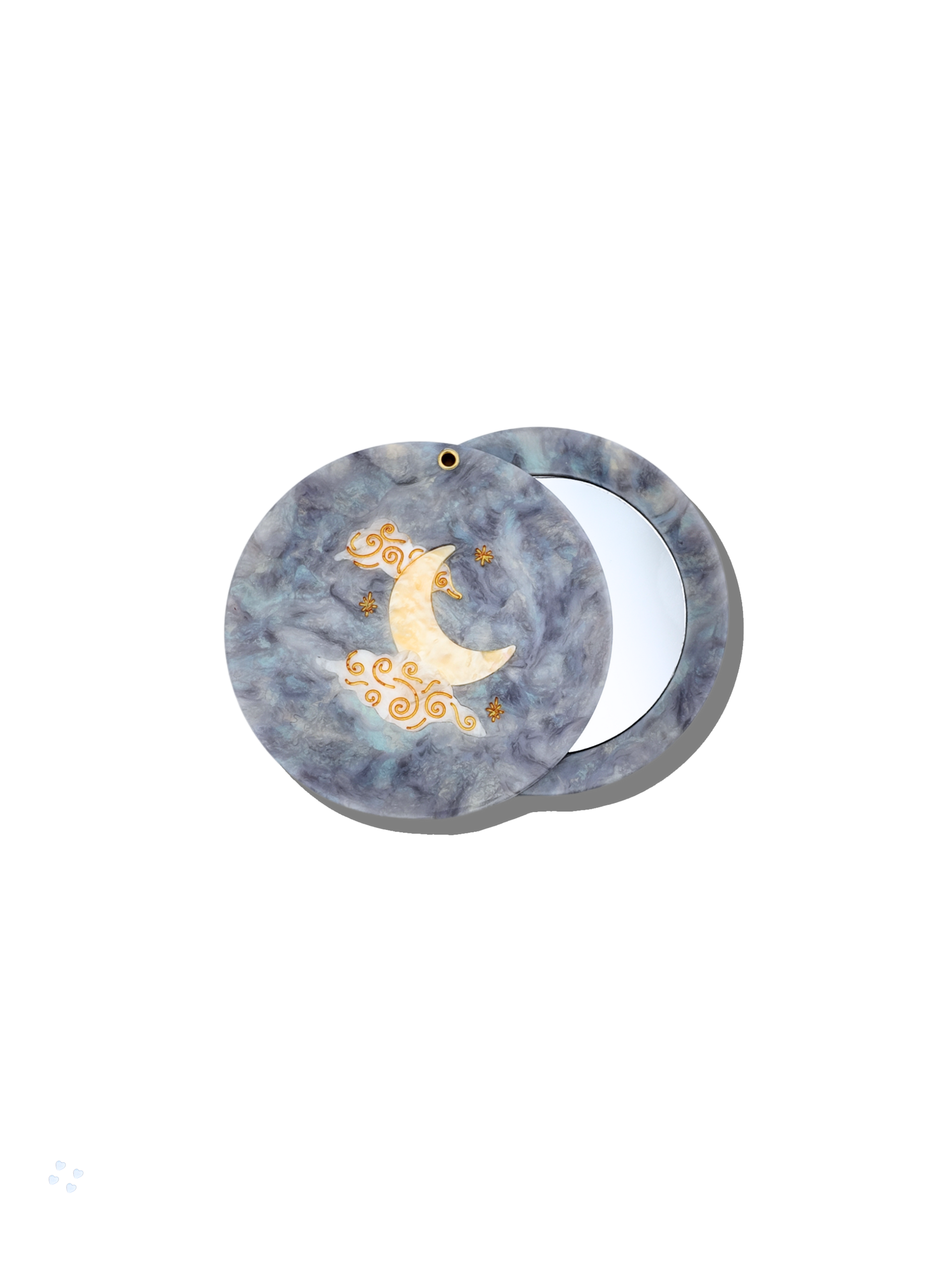 Hand-painted Celestial Moon Compact Mirror – Solar Eclipse