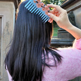 Hand-Painted Cherry Blossom Detangling Wide Tooth Hair Comb | Eco-Friendly