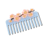 Hand-Painted Cherry Blossom Detangling Wide Tooth Hair Comb | Eco-Friendly
