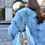 Hand-painted Celestial Sun Bag Charm + Keychain