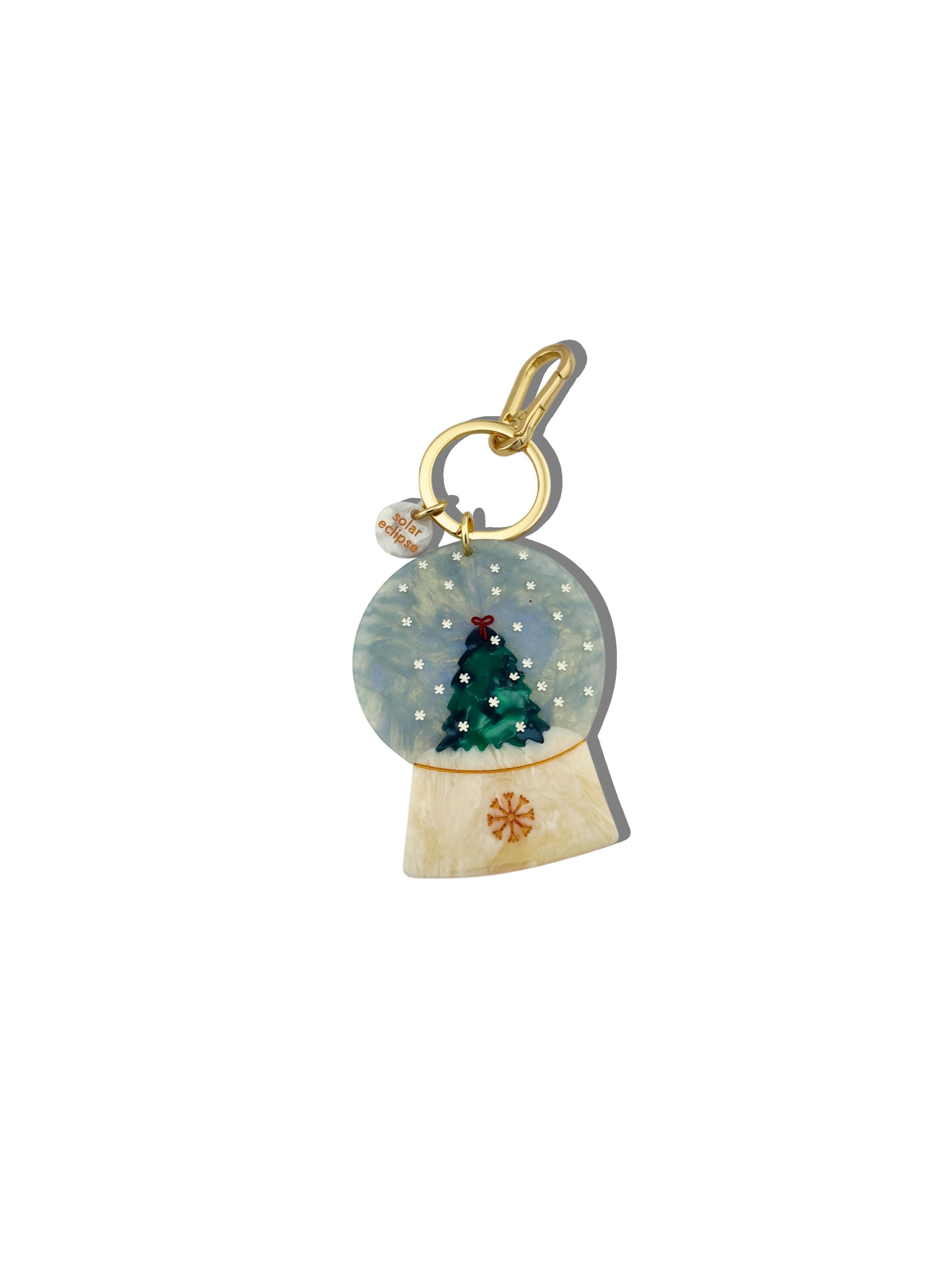 Hand-painted Snowglobe Bag Charm + Keychain