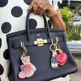 Hand-painted Champagne Bag Charm + Keychain