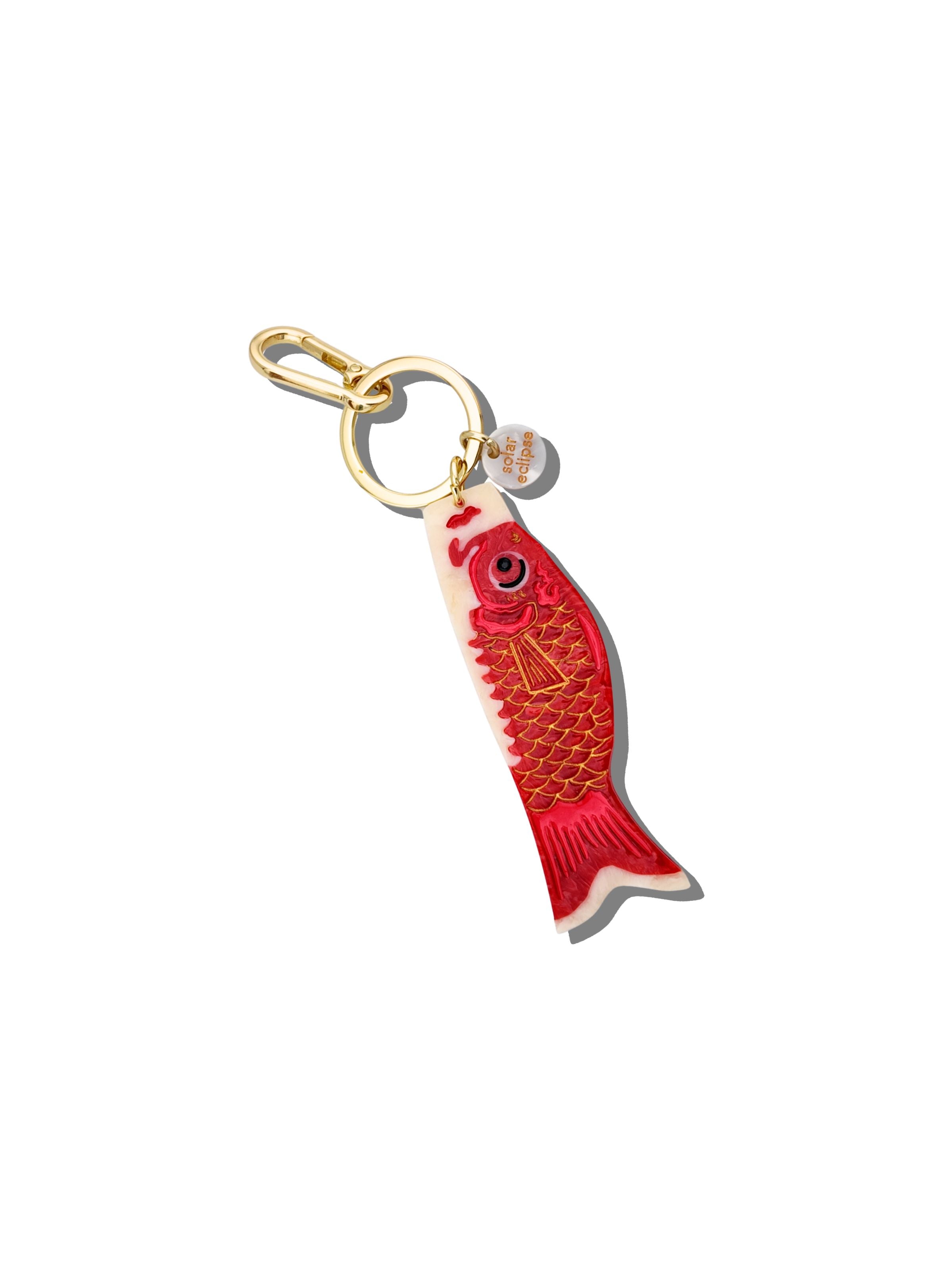 Hand-painted Japanese Carp Bag Charm + Keychain | Eco-friendly