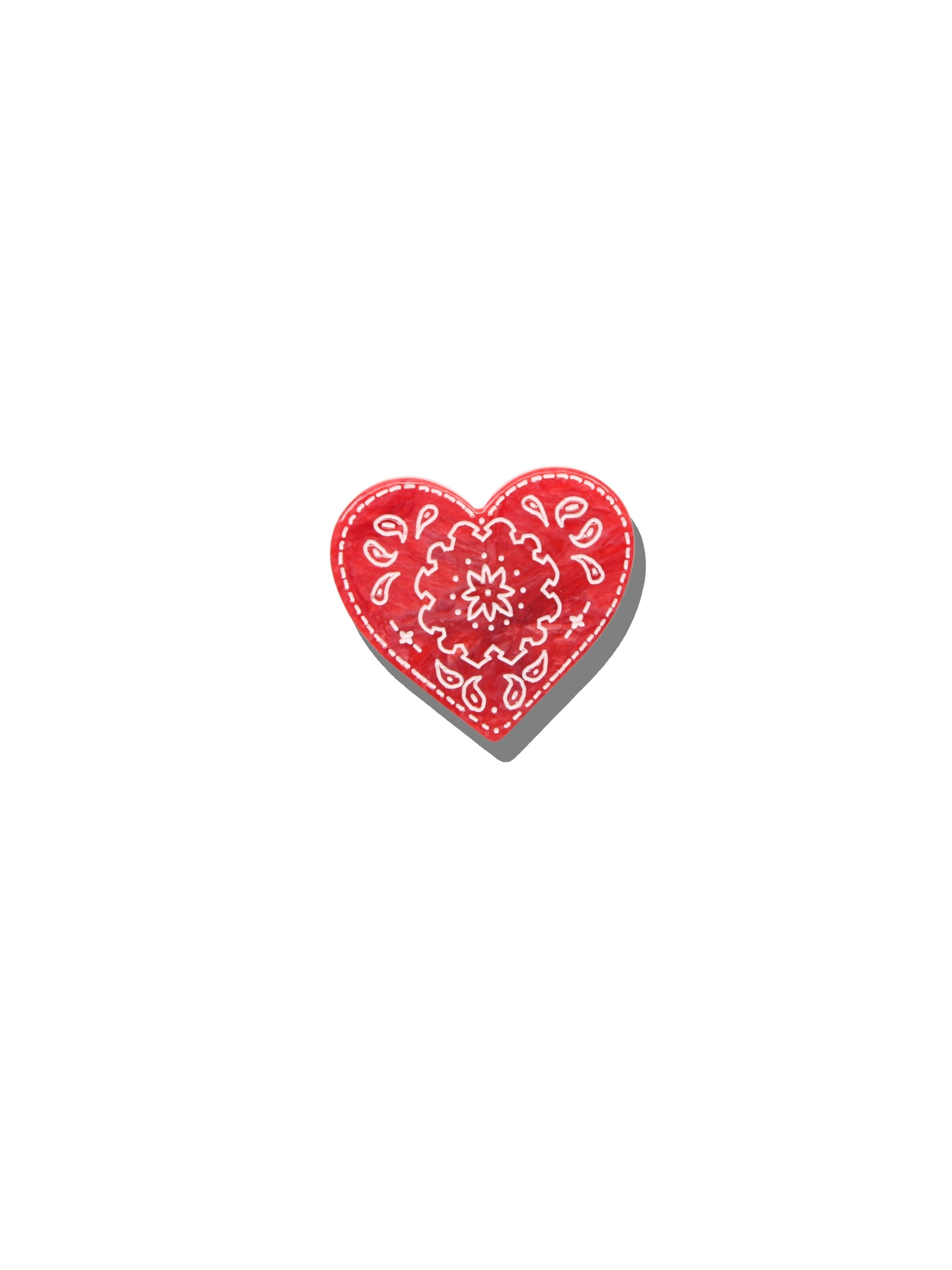 Hand-painted Paisley Heart Brooch Pin