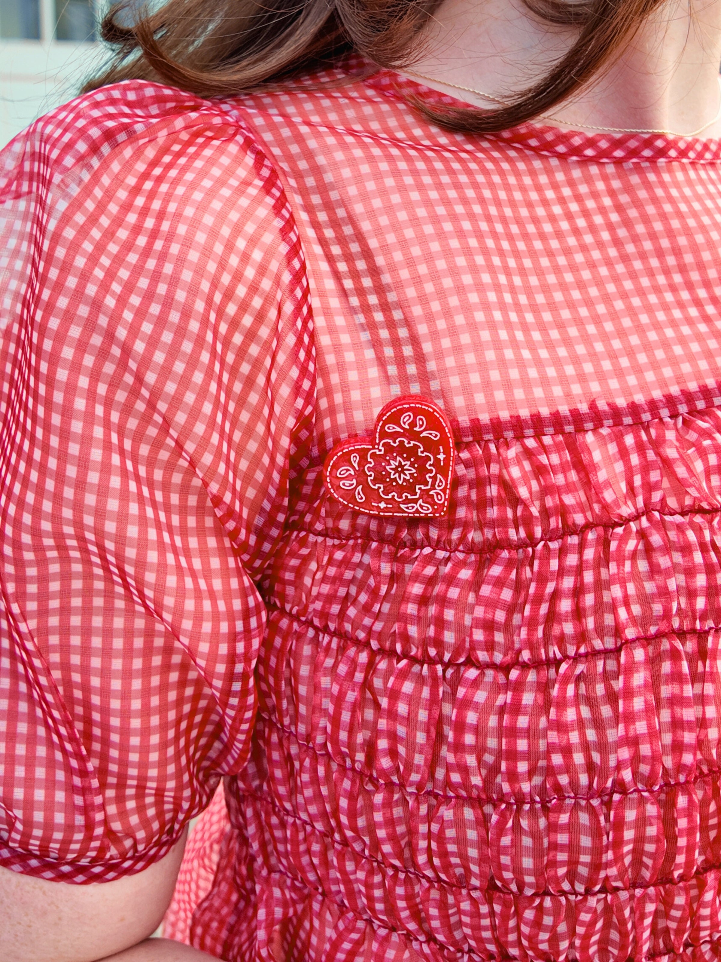 Hand-painted Paisley Heart Brooch Pin