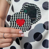 Hand-painted Polka Dot Heart Compact Mirror