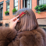 Hand-Painted Leopard Bow Detangling Wide Tooth Hair Comb | Eco-Friendly