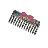 Hand-Painted Leopard Bow Detangling Wide Tooth Hair Comb | Eco-Friendly