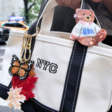 Hand-painted USA Teddy Bag Charm + Keychain | Eco-Friendly