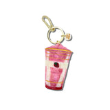 Hand-painted Strawberry Smoothie Bag Charm + Keychain | Eco-Friendly