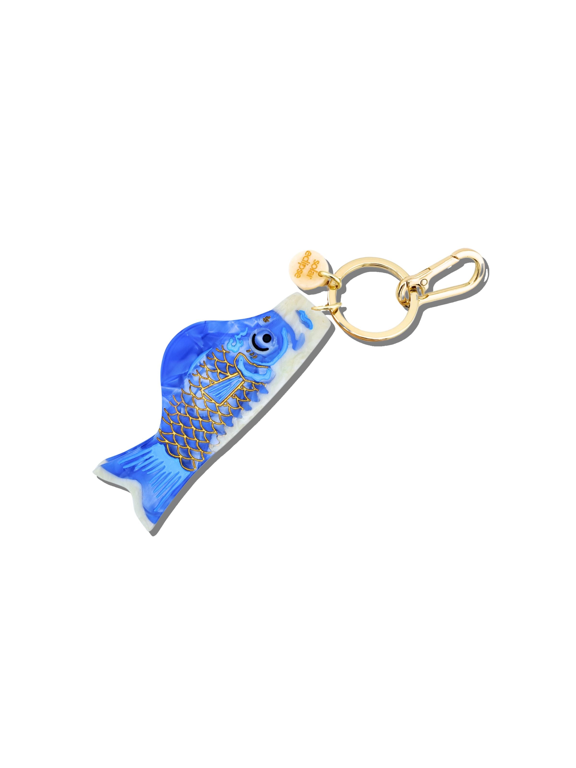 Hand-painted Japanese Carp Bag Charm + Keychain | Eco-friendly