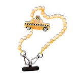 Hand-painted Taxi Gemstone Bracelet Phone Chain